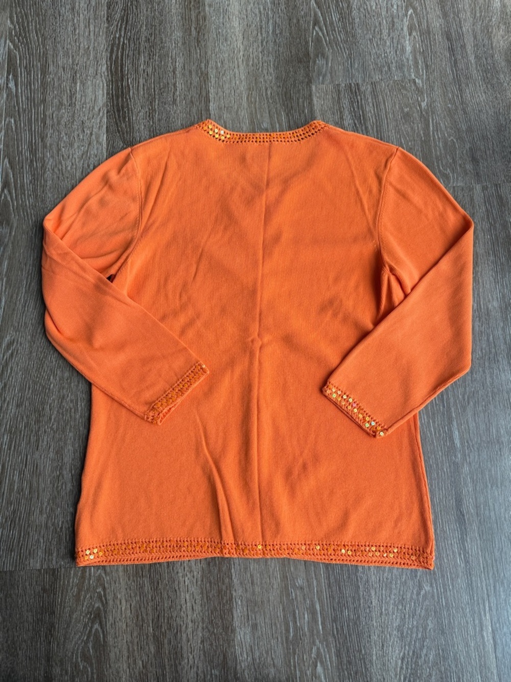 Orange Sequin Button-Up Cardigan - Picture 5 of 5